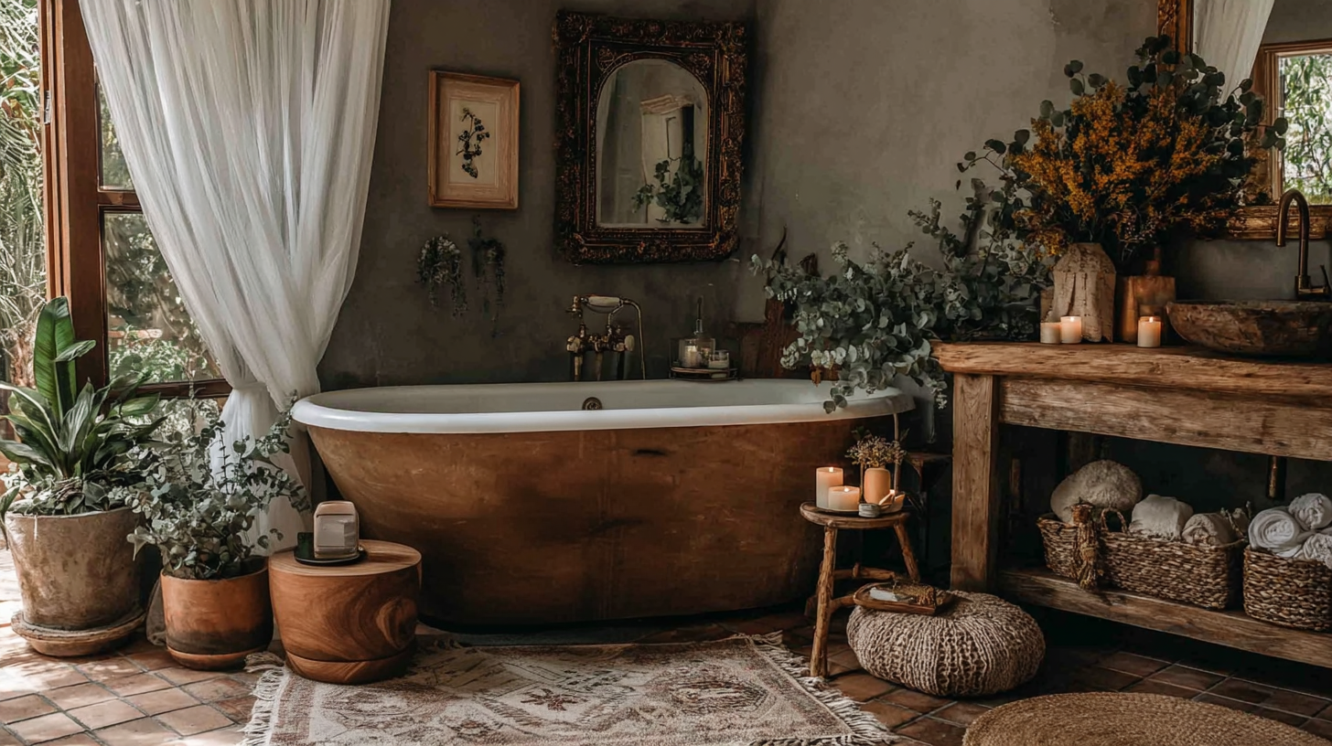 How to Create a Rustic Boho Bathroom Sanctuary for Self Care Rituals ...
