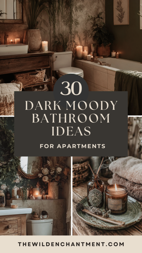Explore 30 dark moody bathroom ideas for apartments with earthy tones and cozy decor for a stylish upgrade.