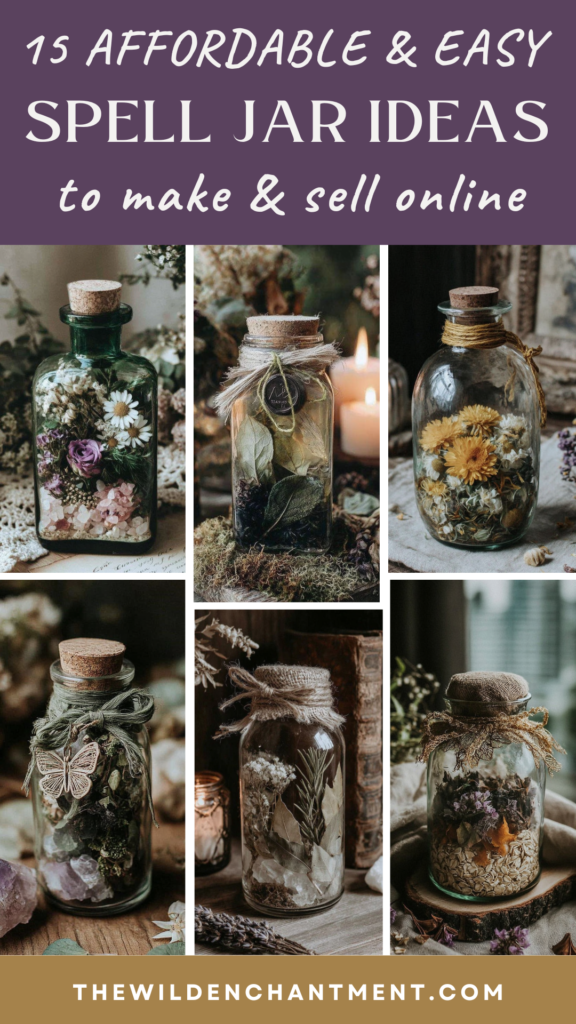 witchy-spell-jar-ideas1 15 affordable, easy spell jar ideas—DIY witch jars with dried flowers, herbs and crystals to make and sell online.