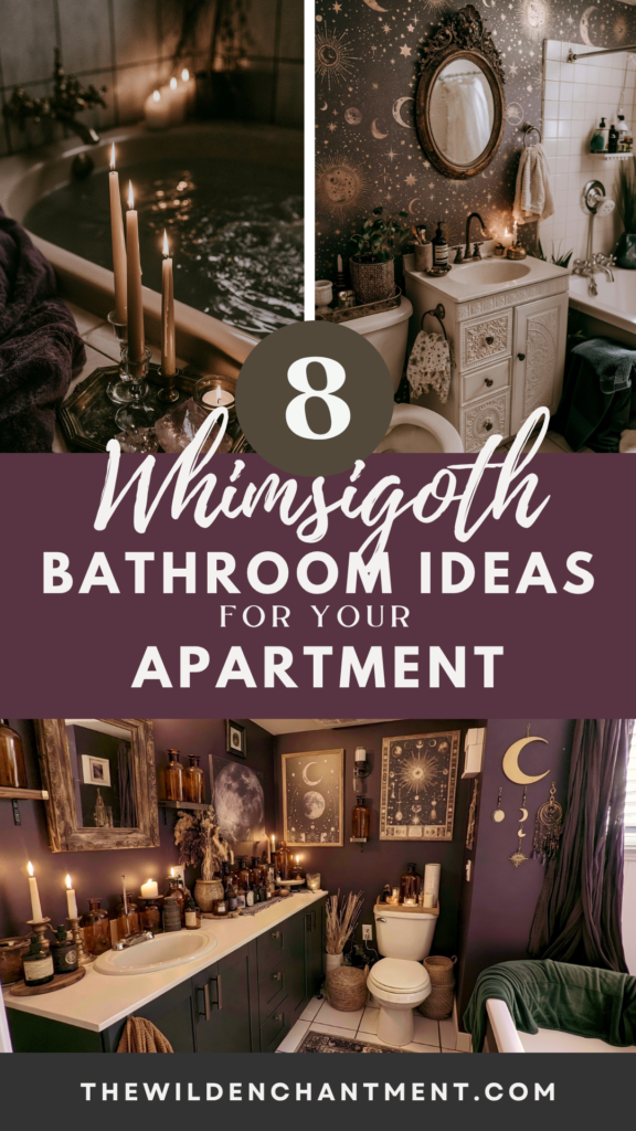 whimsigoth-bathroom-apartment-ideas 8 whimsigoth bathroom ideas for apartments—moody candles, celestial decor and dark boho bathroom inspiration