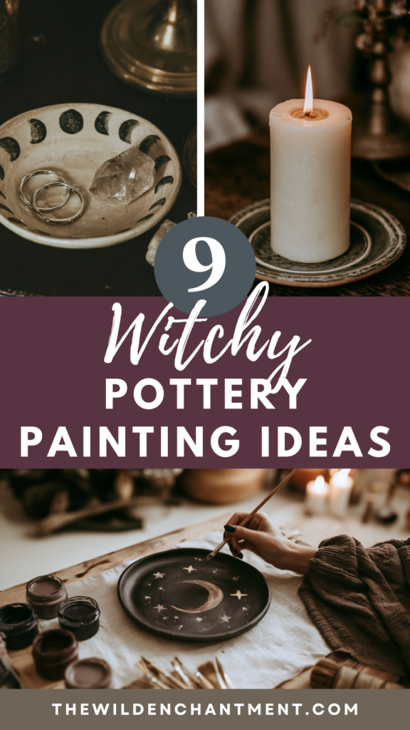 witchy-pottery-painting-ideas 9 witchy pottery painting ideas: moon phase bowl, candlelit studio, hand painting crescent moon plate DIY ceramics