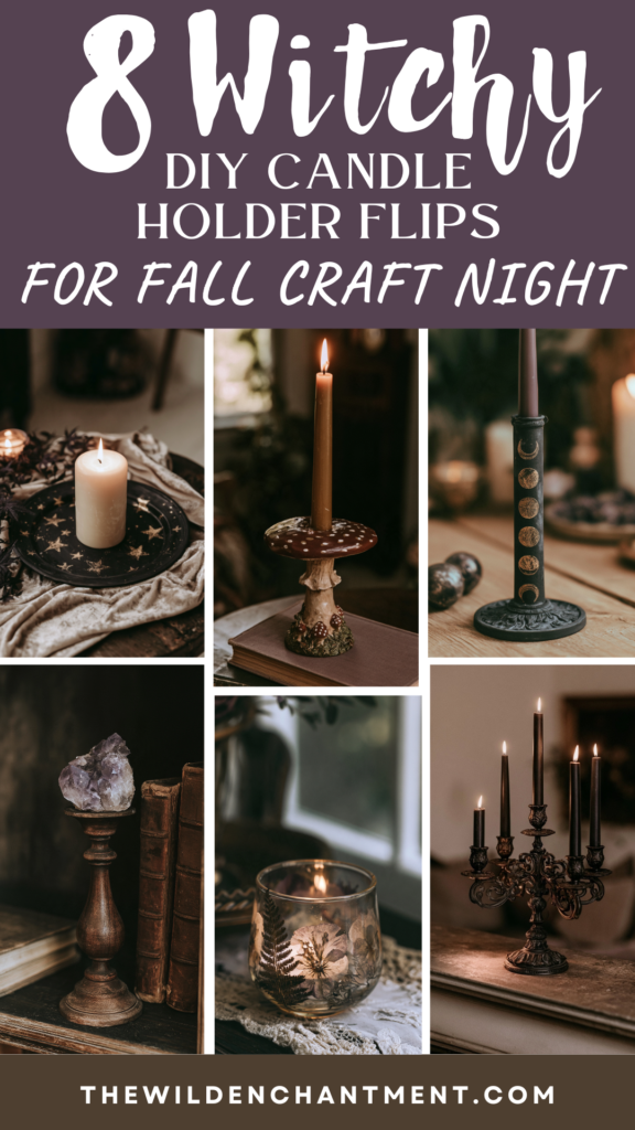 witchy-decor-diy-candle-holder-flips 8 witchy DIY candle holder flips for fall craft night—spooky Halloween candles, moon phases, mushroom and crystal ideas